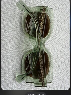 Fendi Light Translucent Green Roma Sunglasses with Gold Detail